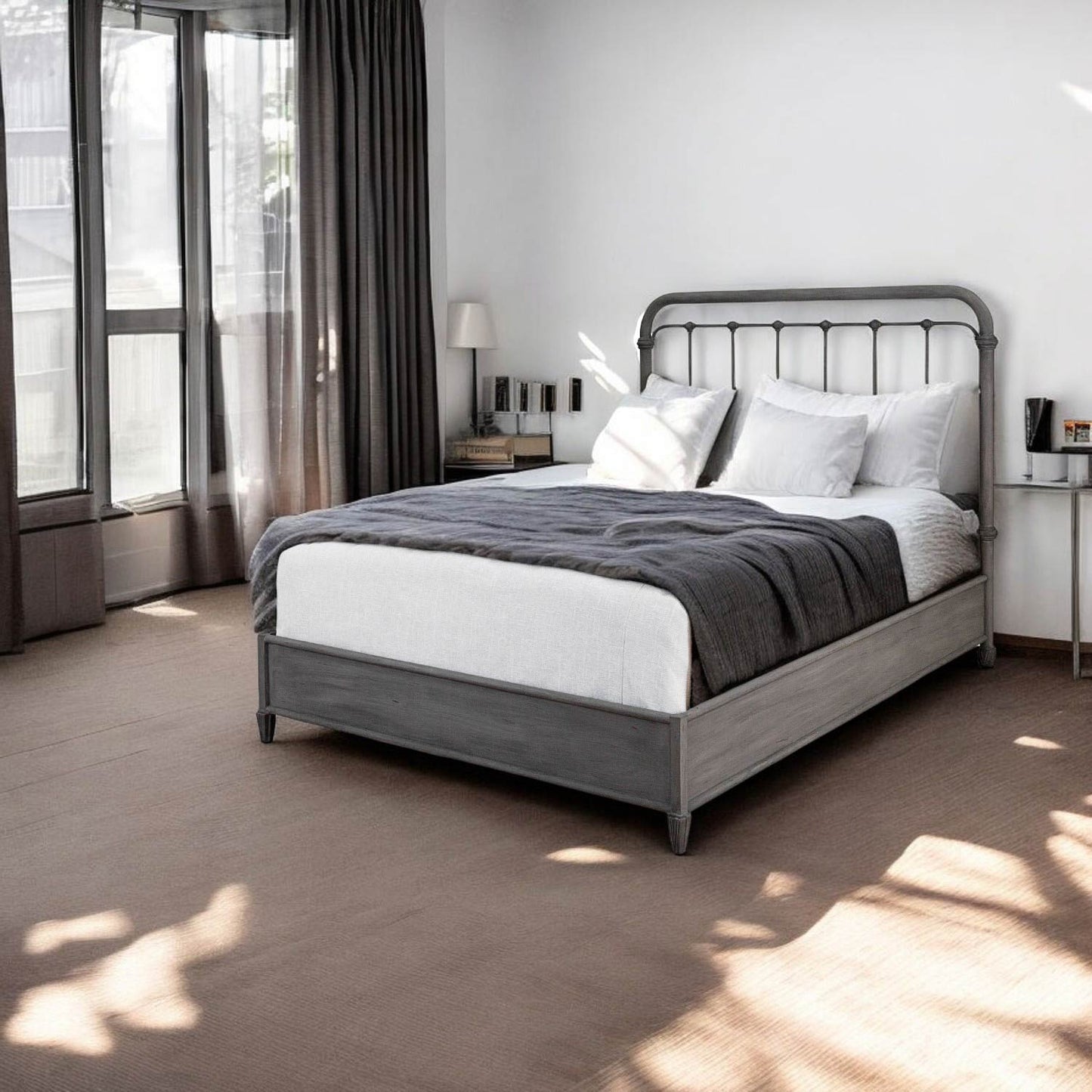 Braden Iron Headboard with Metal Surround by Esmeralda's Home Furniture
