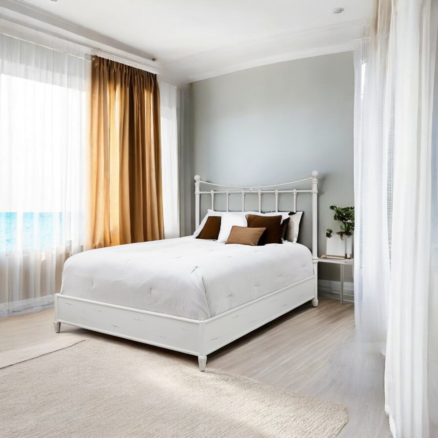 Quati Iron Headboard with Metal Surround by Esmeralda's Home Furniture