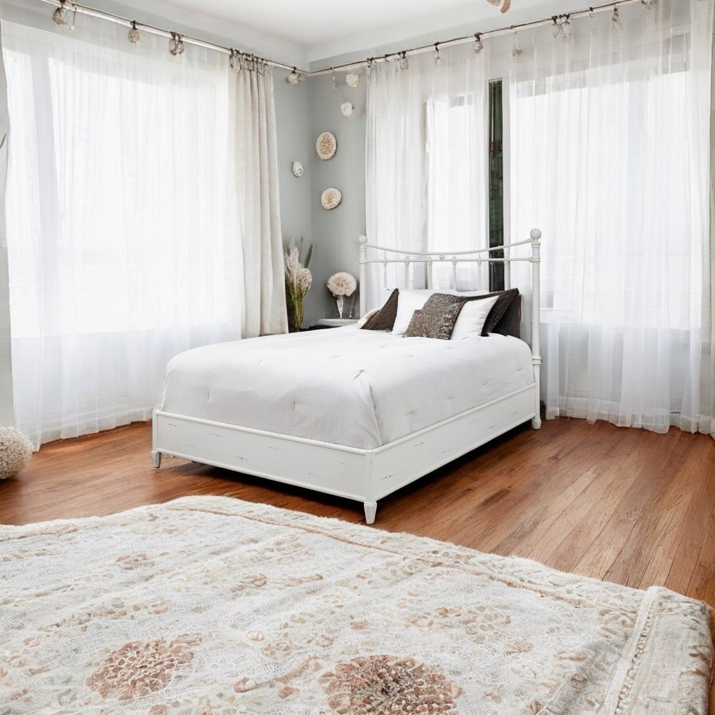 Quati Iron Headboard with Metal Surround by Esmeralda's Home Furniture