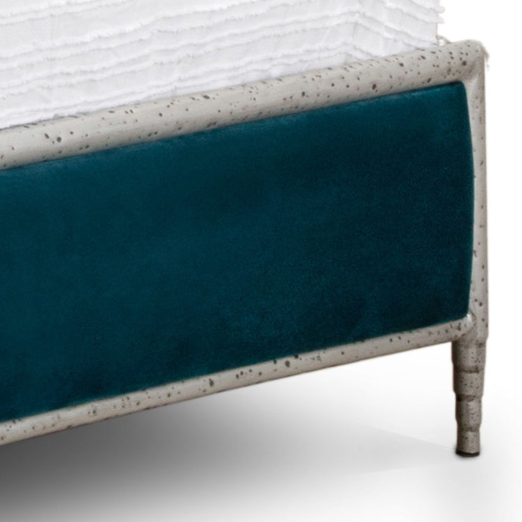 Royce Hammered Iron Upholstered Headboard with Upholstered Surround by Esmeralda's Home Furniture