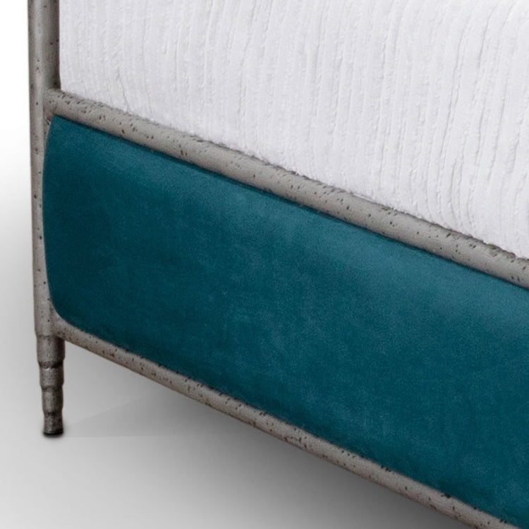 Royce Hammered Iron Upholstered Headboard with Upholstered Surround by Esmeralda's Home Furniture