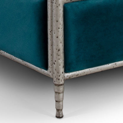 Royce Hammered Iron Upholstered Headboard with Upholstered Surround by Esmeralda's Home Furniture