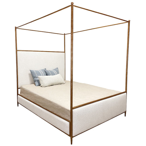 Royce Hammered Iron Upholstered Canopy Bed by Esmeralda's Home Furniture