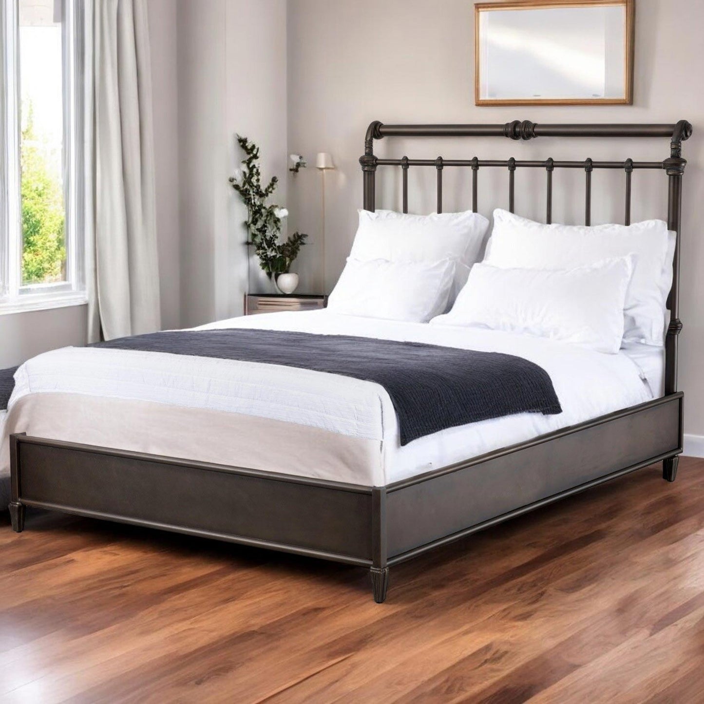 Sheffield Iron Headboard with Metal Surround by Esmeralda's Home Furniture